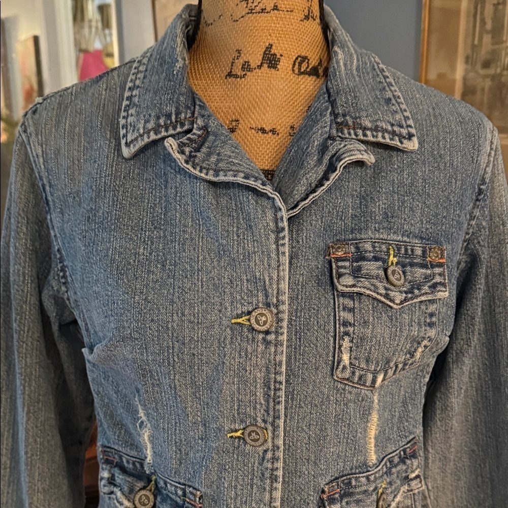 Rampage Y2K Denim Jacket Cropped Light Wash Jean Jacket Large - Picture 4 of 13